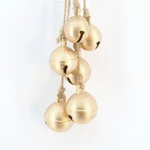 Set Of 6 Christmas Gold Color Small Bell Ornament For Xmas Tree Decoration