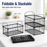 Panier de rangement pliable et empilable multifonctionnel en acier inoxydable Coovens pour congélateur coffre profond