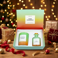 Caja de Regalo de Fragancias para el Hogar, Juego de Difusor de Aromas y Velas de Cera de Soya Hechas a Mano, Sin Alcohol, Sin Plomo, Forma Redonda, Duración de 6 Meses