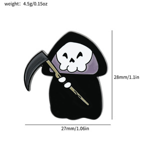 Atacado Personalizado Halloween Máscara de Corvo do Ceifador Broche de Esmalte de Gato Mágico Emblema Assustador para Bolsa, Roupa e Acessórios de Joalheria - Product Image 6