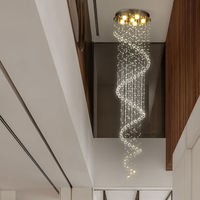 Lampe suspendue pour hôtel, restaurant, escalier, villa, moderne, luxueuse, blanc chaud, en forme de goutte de pluie, longue spirale, chaîne de cristal K9