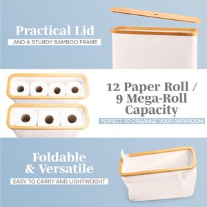 Wholesale Paper Dispenser Holder Toilet Paper <b>Basket</b> Large Capacity <b>for</b> Toilet Paper Bamboo Fabric <b>Storage</b> Bin <b>for</b> Bathroom - Product Image 2