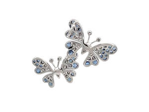 Pendentif Papillon Double Rêveur en Or Blanc 18 carats avec Saphir Bleu Dégradé et Pavé de Diamants, Bijou Romantique Éthéré - Product Image 2