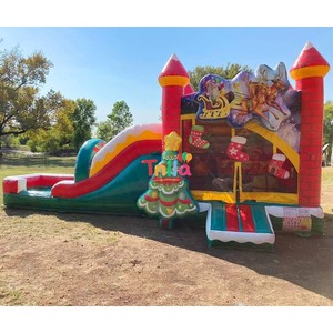 <span class=keywords><strong>Castillo</strong></span> Inflable Navideño para Fiestas al Aire Libre, Combo de <span class=keywords><strong>Castillo</strong></span> Hinchable con Tobogán - Product Image 1