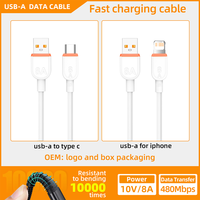 Produit très vendu Câble USB vers Type C 1m Câble de charge et de données PVC 8A Rapide 0,9m Câble de téléphone portable Prix d'usine 120W USB-C