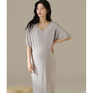 Venta al por mayor <span class=keywords><strong>ropa</strong></span> de cuidado posparto con almohadillas para el pecho, faldas de dormir para mujeres <span class=keywords><strong>embarazadas</strong></span>, modal de verano de manga corta suelta de talla grande - Product Image 2