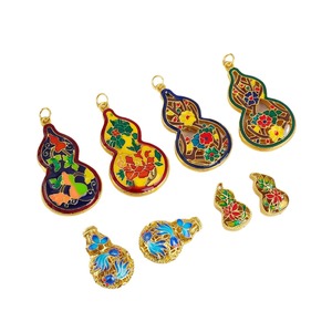 Pendentif gourde traditionnel en émail doré 38x22x6.8mm, composants de bijoux en alliage, accessoires de collier DIY, vente en gros - Product Image 5