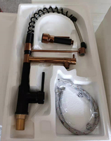 Mitigeur de robinet d'évier de cuisine à poignée unique multifonction contemporain en céramique laiton poli accessoires montés sur le pont