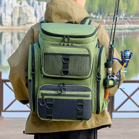 Mochila de pesca profesional personalizada privada con nombre impreso Material RPET Bolsa de señuelo de gran capacidad de alta calidad