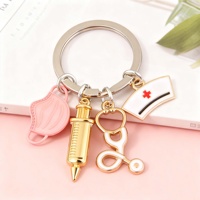 Porte-clés vintage en alliage de zinc pour infirmière et médecin, pendentif de sac en émail souple, écologique, vente en gros, souvenir personnalisé