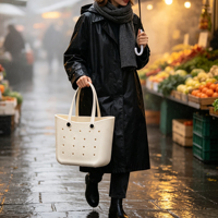 Sac fourre-tout en EVA imperméable et résistant aux taches, couleur unie, léger, grande capacité, sac à main portable, sac de plage à ouverture supérieure