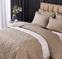 Ensemble de couvre-lit matelassé 3 pièces en polyester matelassé à l'échelle ultrasonique, housse de couette et drap, textile de maison pour toutes les saisons