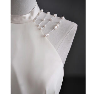 गर्दन की बिडिंग आस्तीन डिजाइन स्लीवलेस शादी की पार्टी रोबे सुरुचिपूर्ण ठोस शाम के कपड़े 2026 - Product Image 4