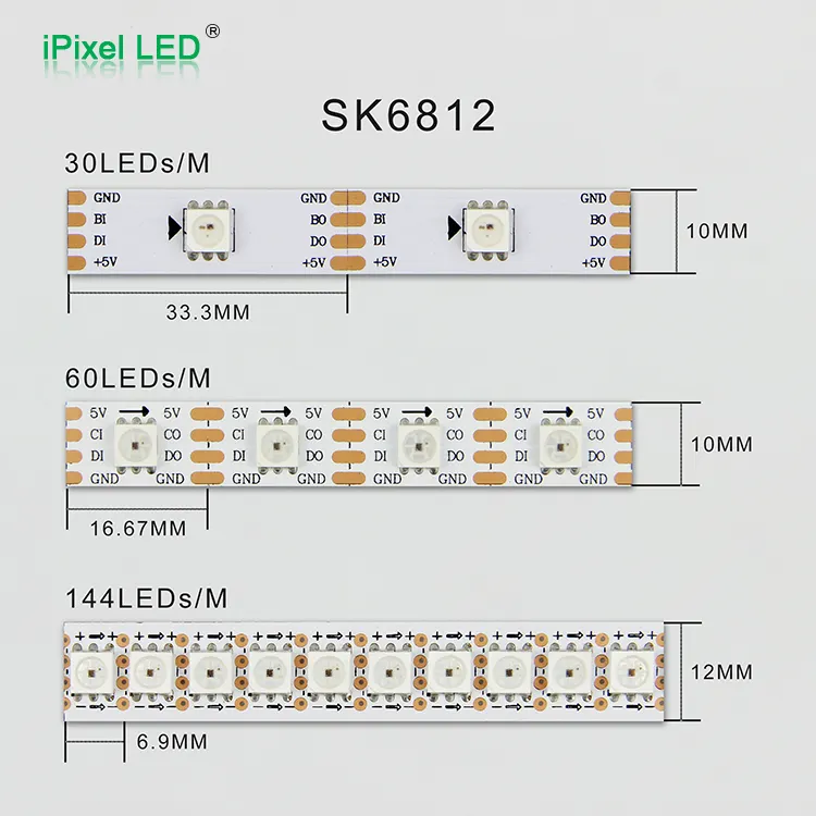 Ipixel LED High Quality WS2812B Addressable LED Strip 30leds/m, weiß, PCB,IP20 Lighting