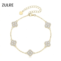 Nouveaux Bracelets et Joncs Brillants en Gros, Chaîne Trèfle à Quatre Feuilles, Charme Floral Doux, Bracelet en Moissanite Naturelle pour Femme