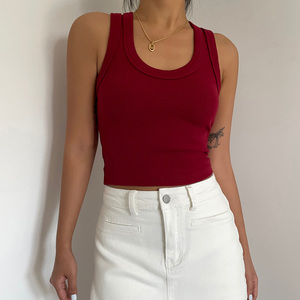 Canotte da <span class=keywords><strong>donna</strong></span> con Logo personalizzato all'ingrosso in <span class=keywords><strong>cotone</strong></span> estivo nuovo stile <span class=keywords><strong>canotta</strong></span> sportiva da <span class=keywords><strong>donna</strong></span> senza maniche <span class=keywords><strong>canotta</strong></span> a coste <span class=keywords><strong>donna</strong></span> - Product Image 4