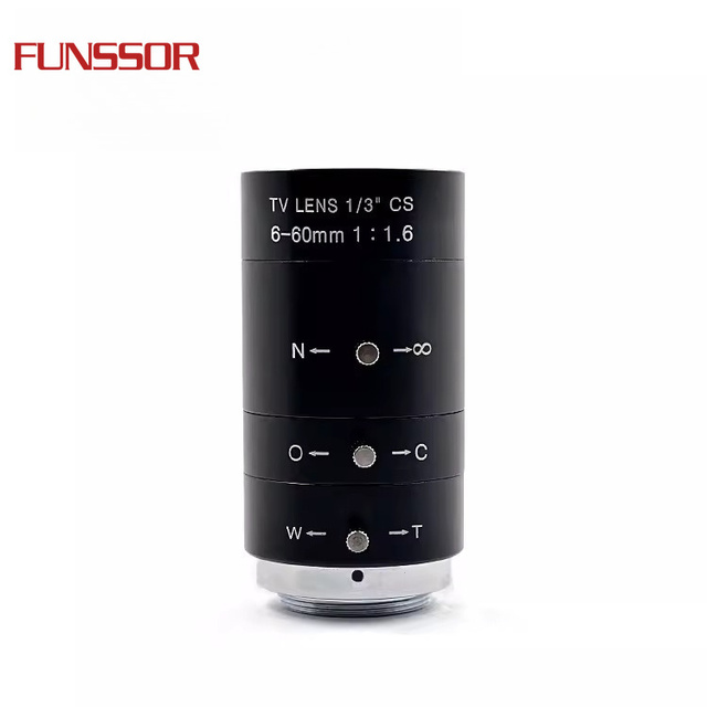 6-60mm Varifocal Industrial Lens F1.6 CS Mount 2MP 10x Zoom IR Day Night CCTV Camera Lens for Surveillance Machine Vision