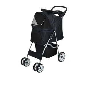 Luxury Easy Fold Removable Liner Storage Basket Pet Dog Stroller