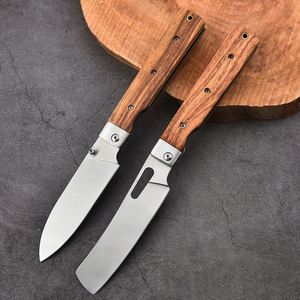 Couteau pliant professionnel en acier inoxydable 3Cr13 avec manche en bois, outil EDC aiguisé pour le camping et la personnalisation DIY - Product Image 4