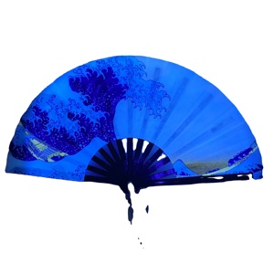 13 Inch New Styles in Stock Large Rave Neon Uv Reactive Party <b>Bamboo</b> Hand Fan - Product Image 5