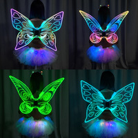 Ailes d'ange papillon en acrylique lumineuses LED multicolores pour défilé, performance, fête, déguisement de fée, accessoires de maquillage, portables, réutilisables, adultes
