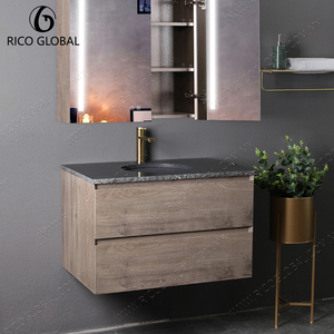 Meuble-lavabo de salle de bain au design européen contemporain, marbre naturel à veinures prononcées, finition élégante, installation au sol, y compris la céramique - Product Image 6