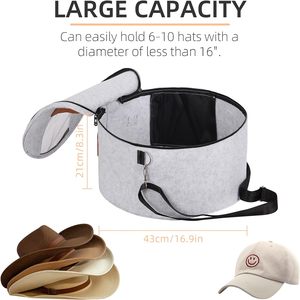 MOQ bajo al por mayor personalizado grande hecho en casa ropa colgante poliéster fieltro caja <span class=keywords><strong>de</strong></span> almacenamiento armario sombrero <span class=keywords><strong>organizadores</strong></span> con correa para el hombro - Product Image 2