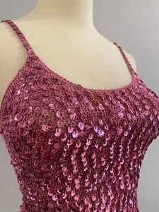 Top Midi de verano hecho <span class=keywords><strong>a</strong></span> mano para mujer, <span class=keywords><strong>camiseta</strong></span> sin mangas informal con <span class=keywords><strong>tirantes</strong></span> finos y lentejuelas huecas de punto de <span class=keywords><strong>ganchillo</strong></span> liso - Product Image 5