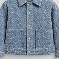 Veste en jean texturée bouclée pour homme, réversible, en coton, décontractée, avec poches à bouton unique, pour l'hiver