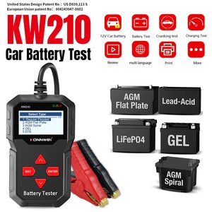 Probador de batería de vehículo eléctrico con pantalla de 2,4 pulgadas, garantía de 1 año, carga de arranque de batería de coche de 12V, 3 pruebas - Product Image 1