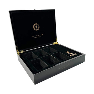 Black Gloss Lacquer Tea <b>Box</b> 9mm <b>MDF</b> Rectangular Gift Packaging Handmade Custom Logo Printing Available - Product Image 1