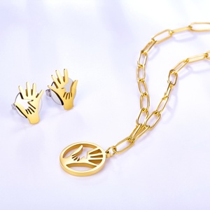 Parure de bijoux pour femme en acier inoxydable plaqué or, avec collier de mariage style euro-américain, orné de diamants et de zircons en forme de cœur - Product Image 5