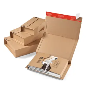 Recycled CD Document Packaging Shipping Box Kraft Cardboard Book Mailer with Self Seal Adhesive Tape and Tear Strip Design