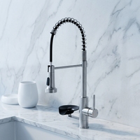 Robinet de cuisine robuste de conception industrielle avec rinçage de tasses, double mode d'eau, économie d'eau, anti-éclaboussures, structure en acier inoxydable 304