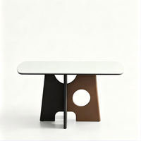 Ensemble de table à manger italienne convertible, portable, moderne, en bois noir et pierre frittée blanche, 6 places, écologique, pour petits espaces