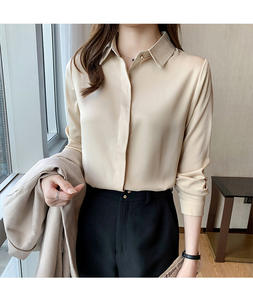 Blusa Blanca sin Arrugas para Mujer, Nueva Colección 2025, Camisa <span class=keywords><strong>de</strong></span> Satén para Oficina, Manga Larga, Ropa Formal para Entrevistas y Negocios - Product Image 5