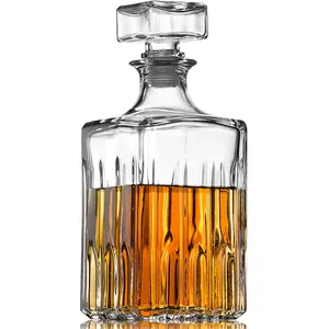 Hot Selling Square Whisky Decanter 750Ml Loodvrije Glazen Whiskyfles Wijnflessen Met Glazen Stop