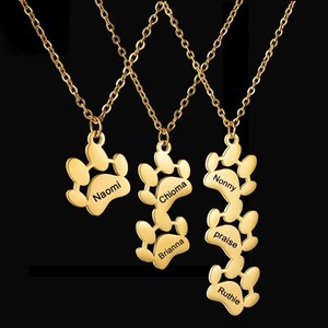 Collana con Ciondolo a Forma di Zampa Incisa Personalizzata in Acciaio Inossidabile Oro e Argento <span class=keywords><strong>per</strong></span> Ragazze o Donne - Product Image 1