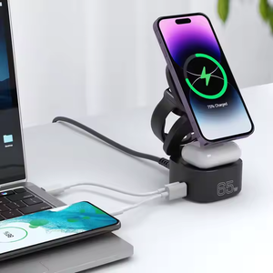 Base de Carga Rápida <span class=keywords><strong>GaN</strong></span> Portátil de 65 W, Cargador Inalámbrico Magnético Plegable 5 en 1, QC3.0, PD Tipo-C, 65 W, UE, para Viajes y Uso en Escritorio - Product Image 3