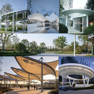 Pérgola Moderna de Acero Inoxidable de Forma Irregular Personalizada, Toldo Comercial para Exteriores, Decoración Artística - Product Image 2