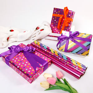 Desechable de alta calidad al por mayor 80g Día de San Valentín Papel metálico rojo 43*300cm Regalo Papel de regalo de embalaje personalizado de lujo - Product Image 5