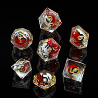 Jeu de dés DND en résine brillante rouge doré transparente, 7 pièces, dés polyédriques à bords vifs, pour jeux de rôle sur table Dungeons & Dragons