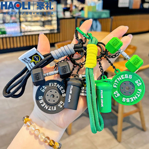 <span class=keywords><strong>Porte</strong></span>-clés créatif en forme de mini haltères de fitness, haltères, kettlebells et bouteilles d'eau - Product Image 3