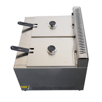 Friteuse professionnelle 6L à double cuve en acier inoxydable à gaz avec panier de friture pour frites, pommes de terre frites et poulet