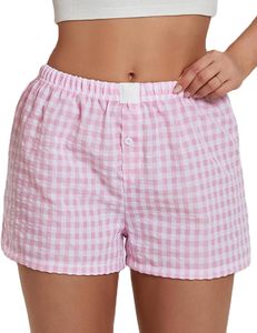 Y2K Beach Pijamas Shorts Gingham Cute Pj Pantalones cortos Plaid Lounge Shorts Sleep Bottoms Elástico Boxers Streetwear - Product Image 1