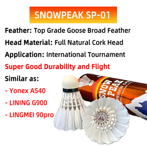 SNOWPEAK SP-01 Top Grade Plume D'oie Badminton Volant Tournoi Grade Pleine Tête De Liège Naturel Superbe Durabilité Vol - Product Image 2