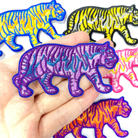 5 pièces coloré tigre Patch fer sur appliques brodées animaux patchs pour veste sac à dos chapeau vêtements bricolage artisanat décorations