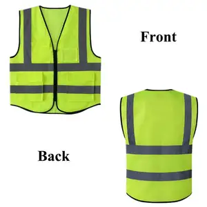 ความปลอดภัยเสื้อกั๊ก Hi Vis Work ที่มองเห็นได้สูง Patch กระเป๋า Security Guard แถบสะท้อนแสงเสื้อกั๊กป้องกัน