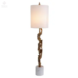 Zarif Modern düzensiz pirinç ağacı kabuğu beyaz mermer taban çağdaş büfe lambası