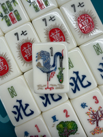 Ubin Mahjong Amerika Ramah Lingkungan Mewah Buatan Tangan Bertema Heron dari Akrilik untuk Hadiah dan Hiburan Meja